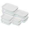 Iris Ohyama 8-Piece Heat-Resistant Glass Storage Container Set, Slim Storage, Dishwasher, Microwave, and Oven Safe, TGS-8S, White, 1.5L