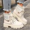 Осень/Зима 2025 Новые женские ботильоны в британском стиле на шнуровке, с увеличением роста и стройнящим эффектом