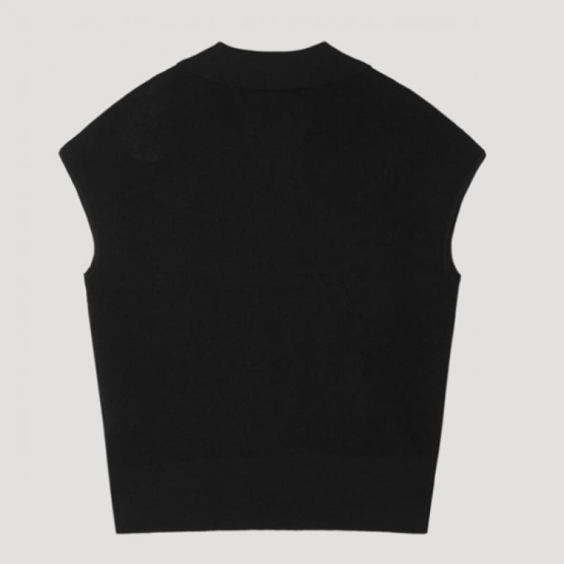 [She S miSS] Открытый воротник V-образный вырез трикотаж SSkpop21640 Bk