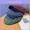 Pattern Checkered Vintage Beret Hat With Breathable Cotton For Women Fashion