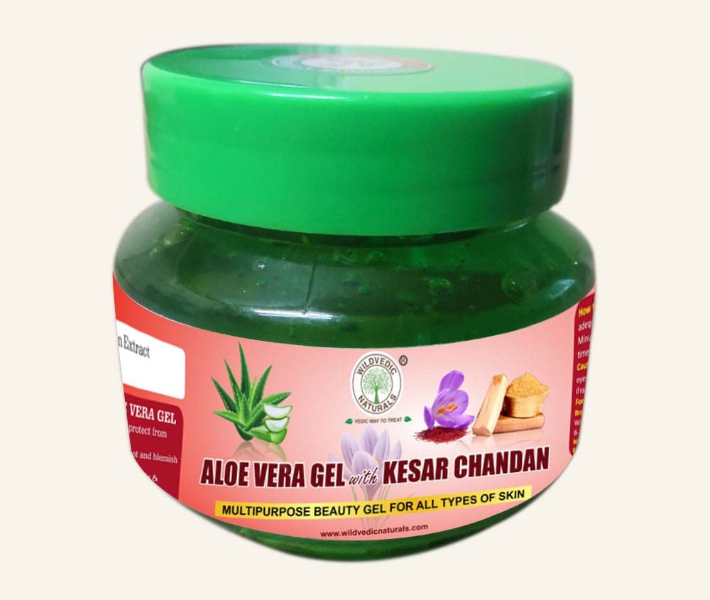WILDVEDIC NATURALS Чистый гель алоэ вера, обогащенный шафраном (kesar), сандалом, для сияющей и молодой кожи 100 г