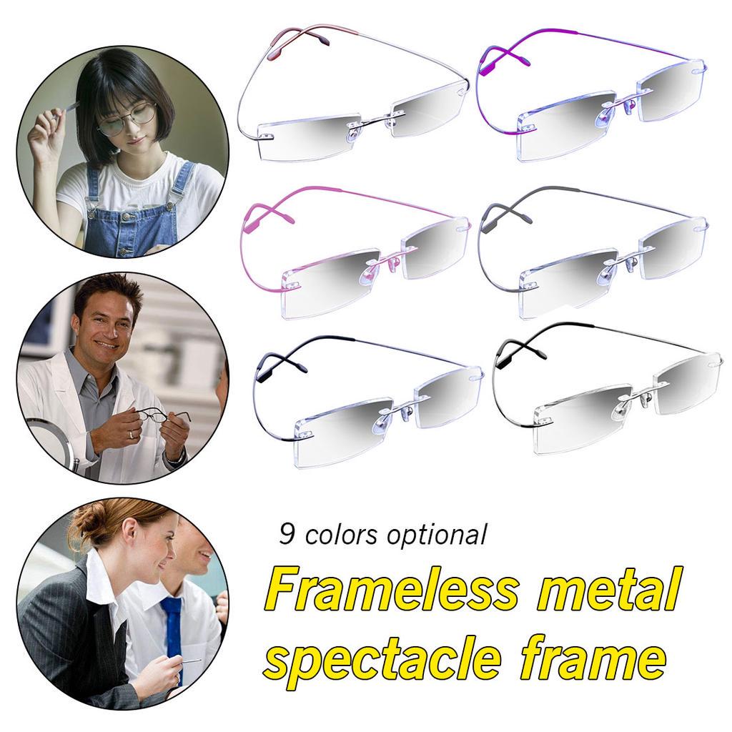 Легкие прямоугольные суперэластичные металлические оправы без оправы, унисекс, гибкие оптические очки для чтения, очки ручной работы