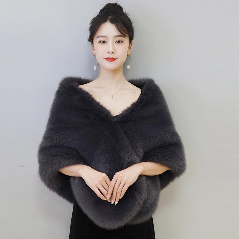 Imitation fur shawl women's autumn and winter imitation mink hair fox fur collar dress cheongsam cape short coat