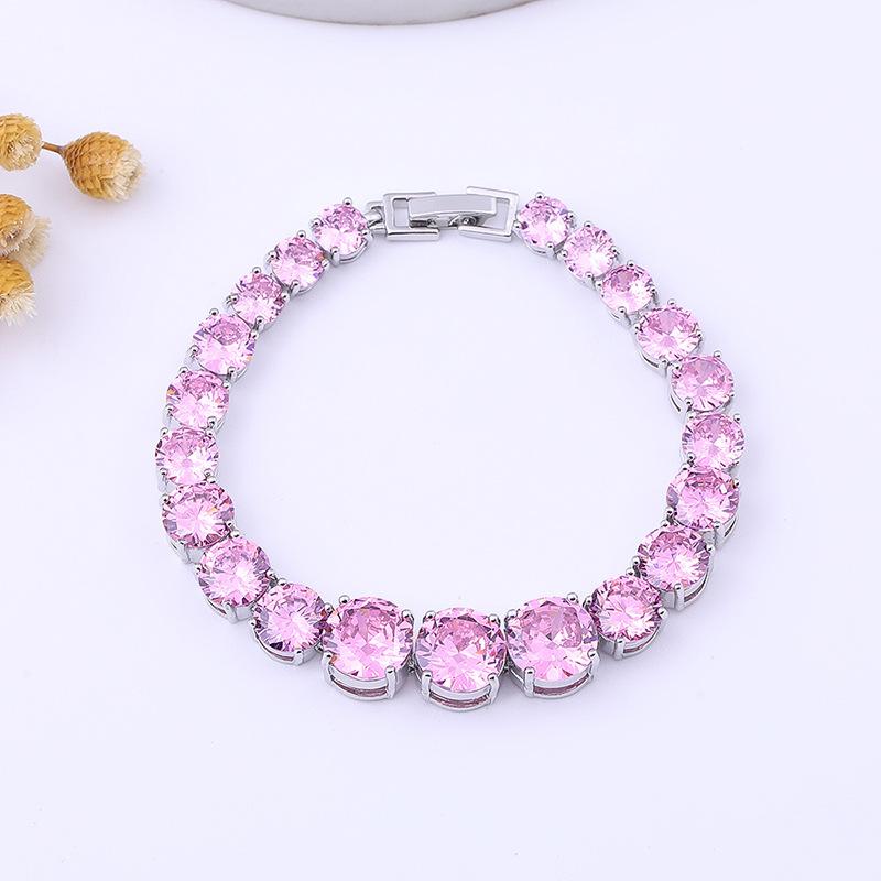 Браслет из циркония постепенного размера с медным покрытием из платины и инкрустированными драгоценными камнями, круглое цветное сокровище.