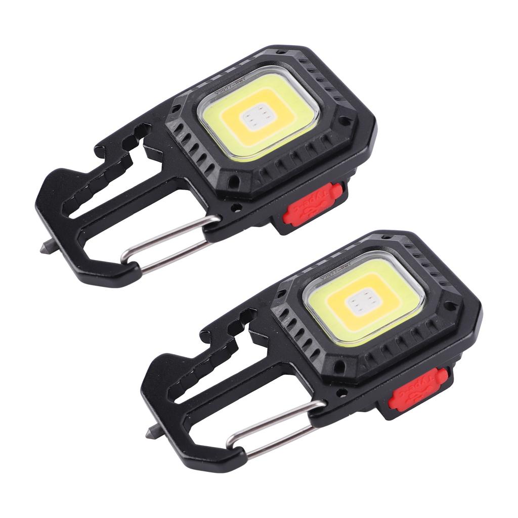 2 шт. Брелок Рабочий свет Высокая яркость Мини COB лампа IP66 Многофункциональный Светодиодный фонарик с открывалкой для бутылок