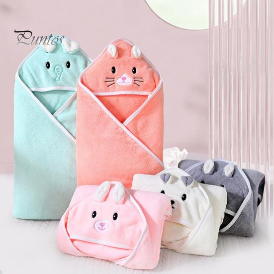 Детское банное полотенце, декор с вышивкой в ​​виде животных, мягкая микрофибра, хорошо впитывающее пеленание для новорожденных, впитывающая пот накидка, накидка для сушки тела