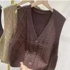 Women's High-End Fashion Knitted Vest Hollow-Out Crocheted Style Outer-Wear Sweater Vest