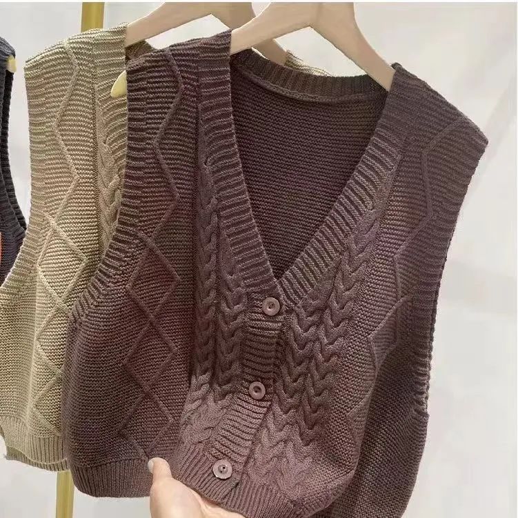 Women's High-End Fashion Knitted Vest Hollow-Out Crocheted Style Outer-Wear Sweater Vest