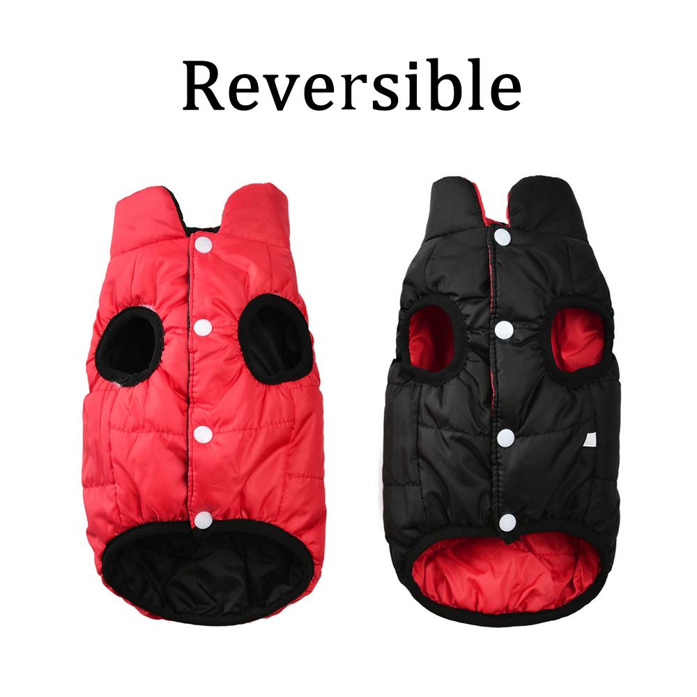 Reversible Pet Clothes Winter Solid Puppy Jacket Coat Windproof Dog Button Vest Costume For Small Large Dogs Chihuahua Labrador