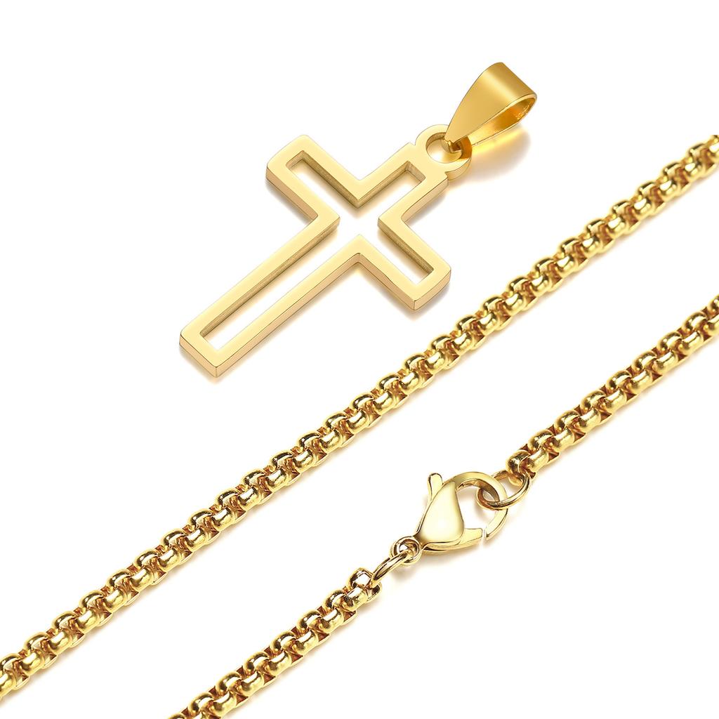 Повседневные полые necklaces с крестом для мужчин и мальчиков, водонепроницаемый кулон-крест из нержавеющей стали, религиозные украшения для веры и молитвы, подарок