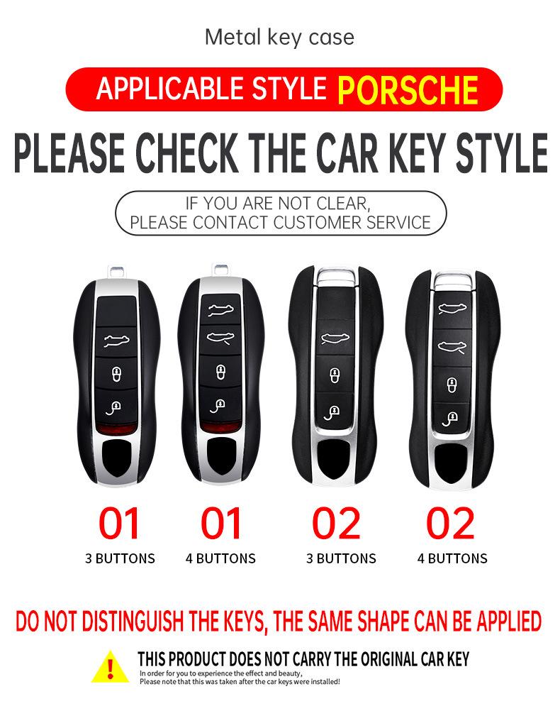 Совместимые чехлы для ключей для Porsche: Cayenne, Macan, Panamera, 911, 718 - Металлическая и кожаная пряжка.