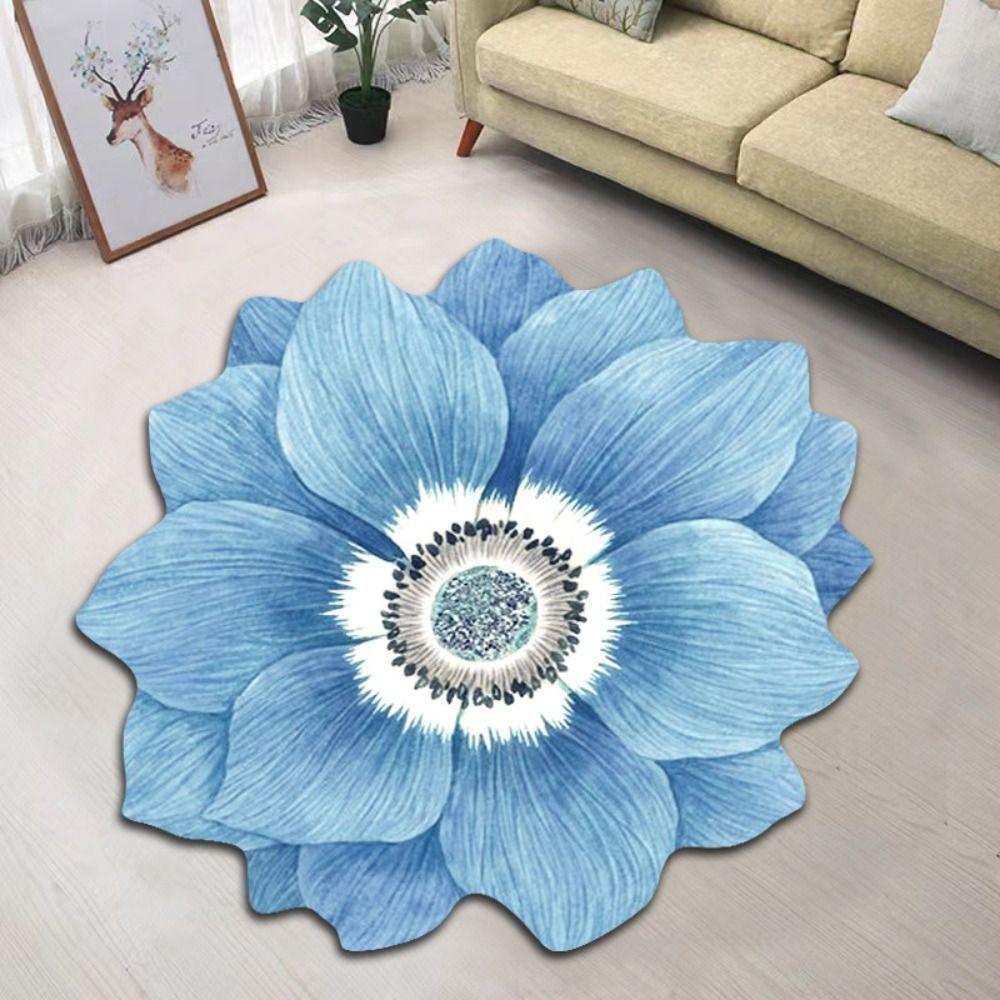 Baby Crawl Special-shaped Flower Carpet Peony Pastoral Blanket 60x60cm Magnolia Door Gasket Living Room Tea Table Bedside