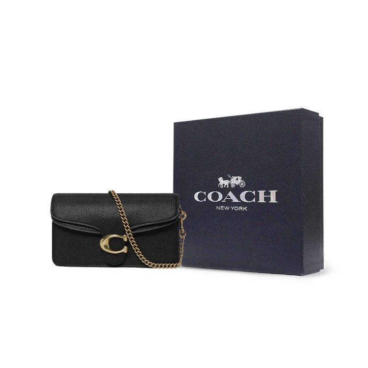 COACH Tabby Polished Pebbled Leather Shoulder Bag, Crossbody Bag Mini Women's Black 76197-B4BK