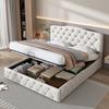 Double Bed Height Adjustable Soft Comfortable Sleeping Bed Modern Furniture Faux Leather Platform Bed Bedroom Simple Bedstead Household Supplies