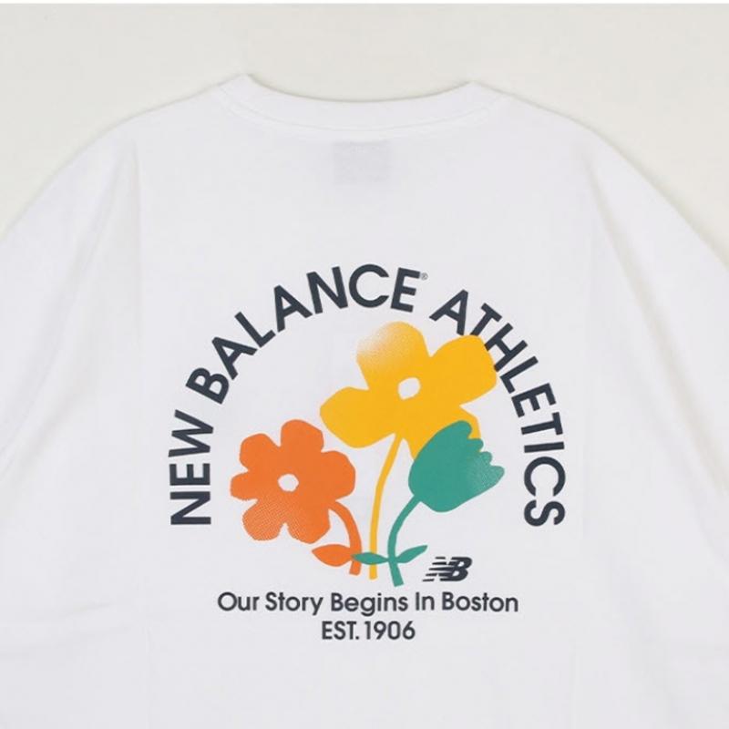 New Balance Футболка с коротким рукавом Half Club Uni Flower, полуоблегающая, Nbnefco233 10, футболка с коротким рукавом