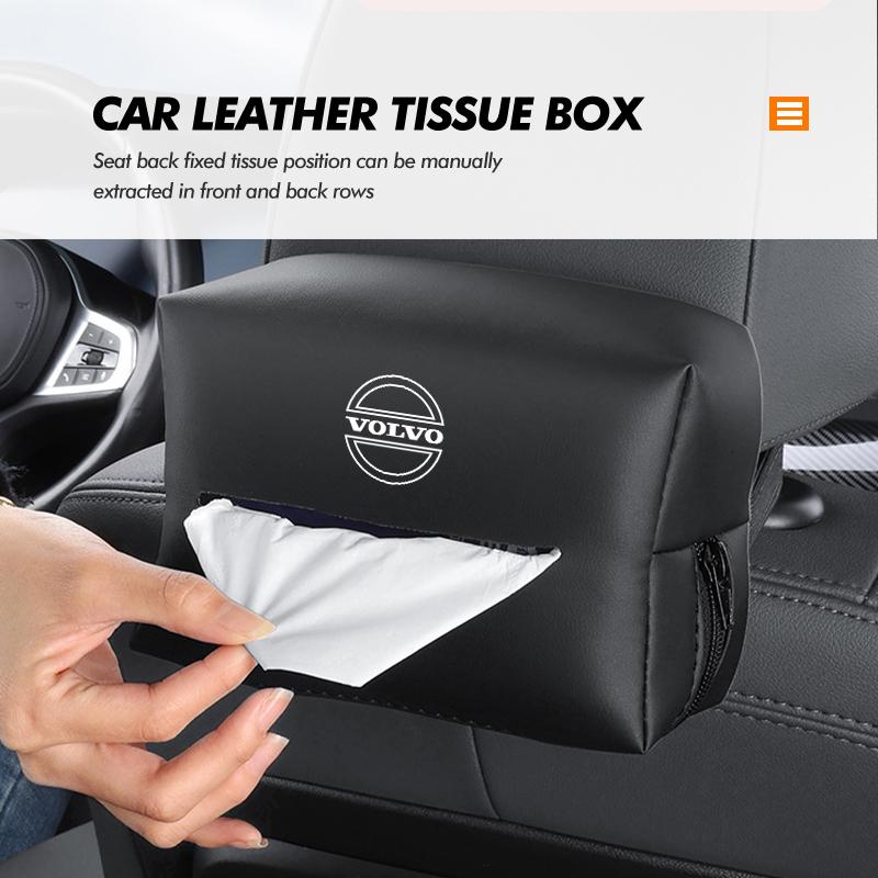 For Volvo Leather Car Seat Tissue Box Hanging Bag Headrest Paper Cover XC60 XC90 S60 S80 V60 C70 S40 C30 V90 V60 C40 XC40 V70