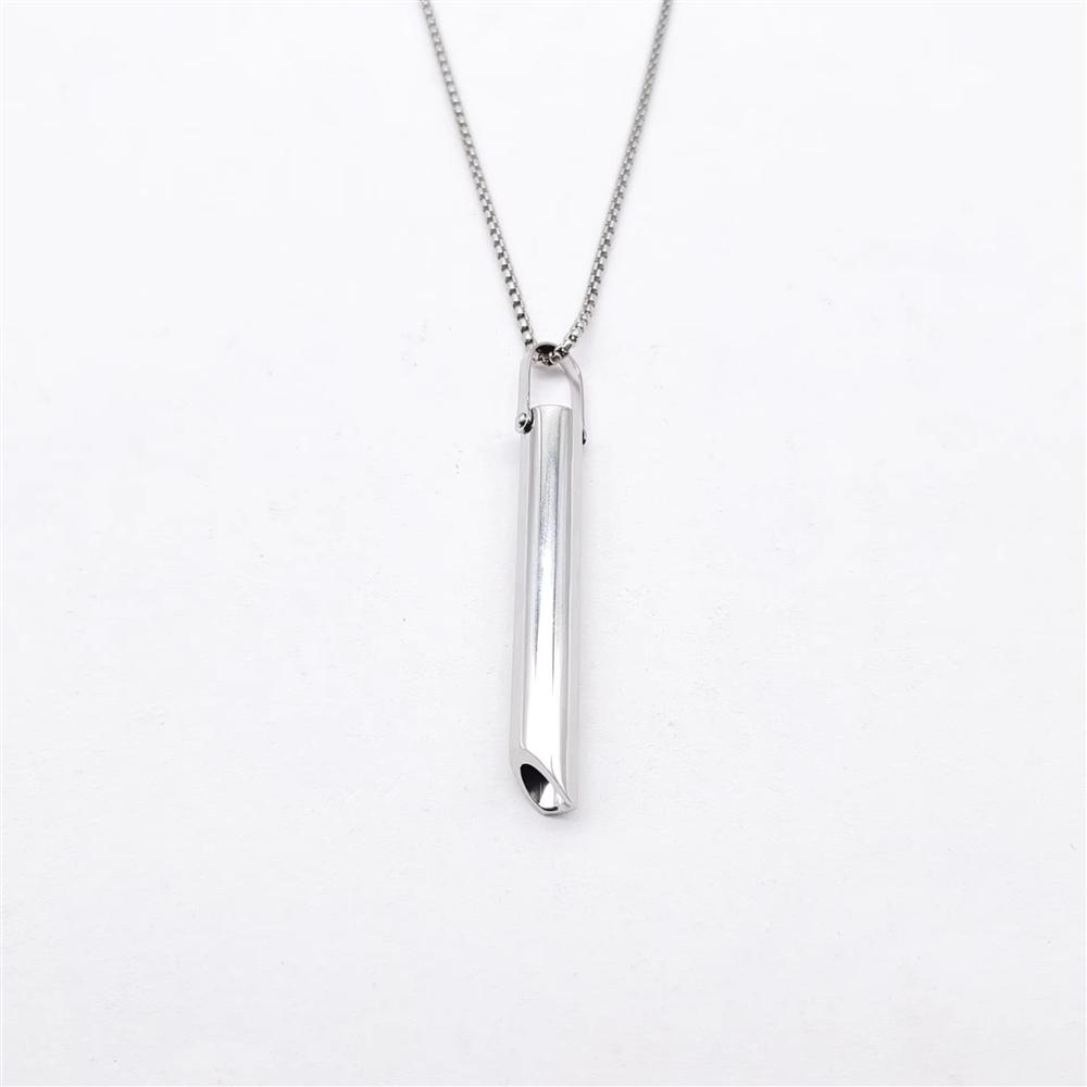 2026 Stainless Steel Breathwork Tool Calming Relief Meditation Stress Anxiety Mindful Breathing Whistle Necklace