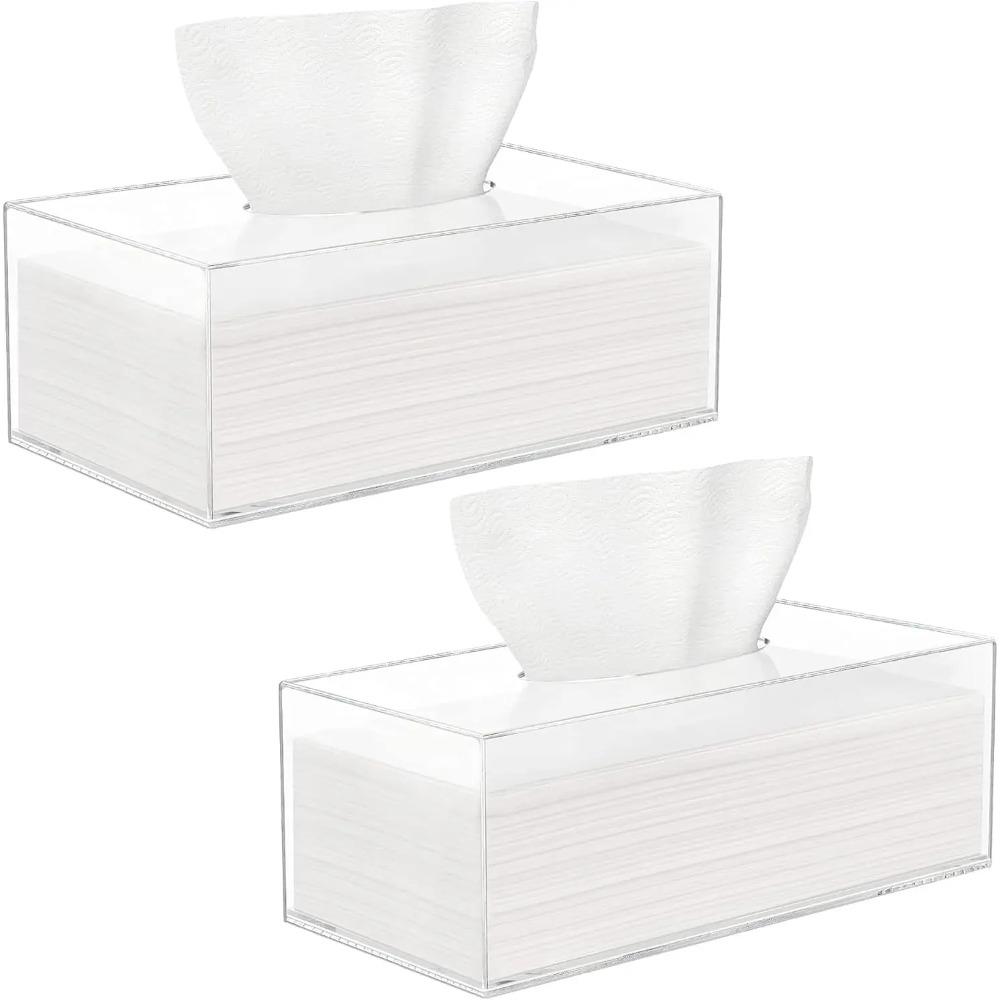 Акриловые чехлы для коробок с салфетками с магнитным основанием, органайзеры для сушилок и масок для ванной комнаты, офиса, автомобиля - белые прямоугольные