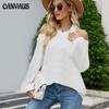 Autumn and Winter New Commuter OL Large Size Sexy Off-the-shoulder Solid Color Loose Knit Sweater Women