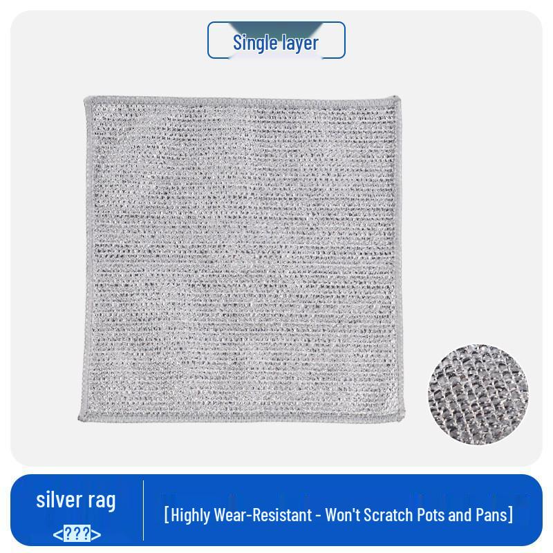 Двусторонняя салфетка для посуды из серебряной нити: Антипригарное масло, мочалка из стальной ваты для уборки кухни