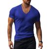 Men's T-shirt White Black Top Men V-neck Solid Large Size Casual Short Sleeve T-shirts