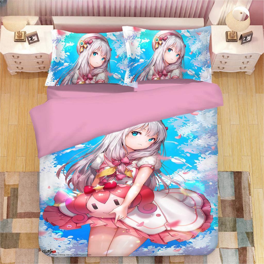 Kawaii Izumi Sagiri 3D Anime Print Комплект постельного белья Пододеяльники Наволочки Цельный стеганый плед Комплекты постельного белья Постельное белье Пододеяльник