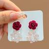 1 пара женских серег, универсальные, не выцветающие украшения для ушей, праздничное прикосновение, красный бант, висячий цветок