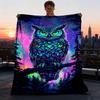 1 шт. Неоновый Сова Арт Принт Плед Полиэфирное Волокно, Легкий Фланель, Мягкий и Теплый, Для Всех Сезонов, Для Улицы, Кемпинга