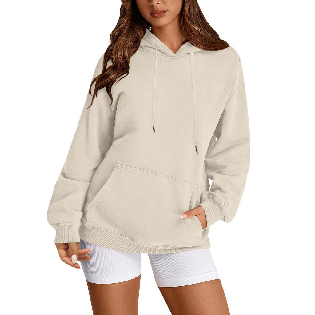 Женский свободный свитшот с круглым вырезом и длинными рукавами, повседневный свободный крой на шнурке