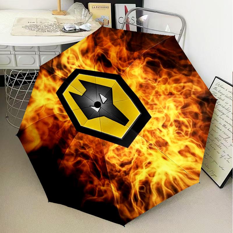 1PC Wolves Team Emblem Printed Umbrella Folding umbrella, automatic umbrella 8-Frame for Travel, camping Fan gifts Christmas Gifts