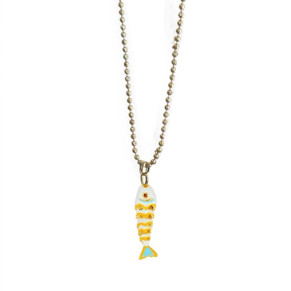 Movable Plated Enamel Fish Choker Ocean Style Enamel Koi Neck Pendant  Accessories