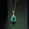  Jewelry Design Manufacturer 925 Sterling Silver Rhodium Plated Emerald Gemstone Green CZ Pendant Necklace for Women