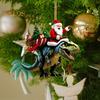 Christmas Pendant Santa Claus On Dinosaur Ornament 2D Flat Acrylic Hanging Decoration for Christmas Tree Mantel Decor