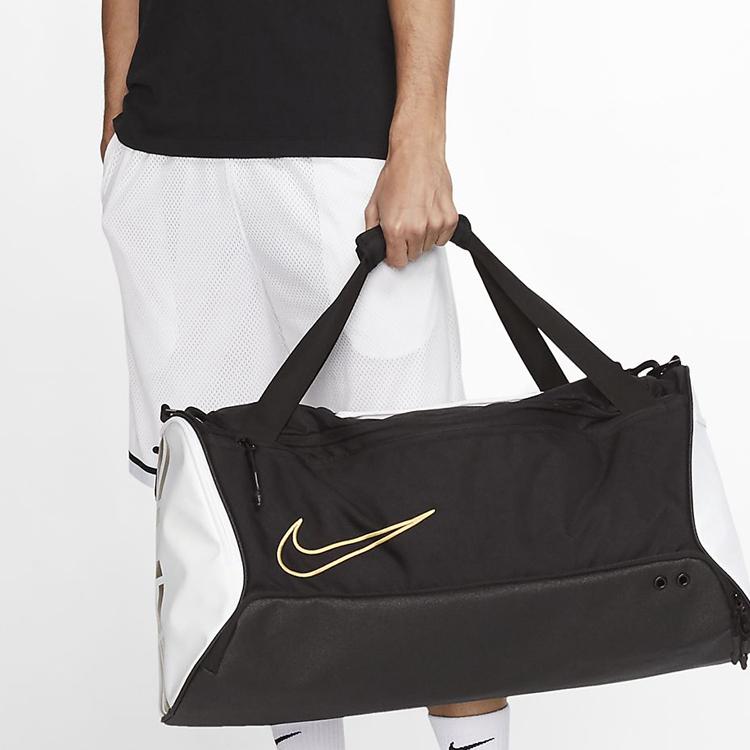 Nike Элитная спортивная сумка-даффл для баскетбола Дорожные сумки Черный/Белый/Металлический золотой BA6163-011