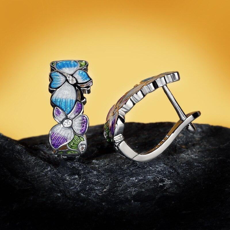 Модные серьги для женщин, ювелирные изделия в форме бабочки и цветка, синие серьги-бабочки, модные женские ювелирные изделия, серьги с цветами
