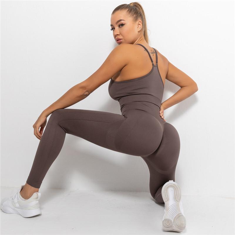 Бесшовный комплект Push Up Sportswear 2 шт. Леггинсы для спортзала Фитнес Йога Бюстгальтер Женские комплекты для йоги