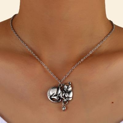 Новое ретро античное золото / серебряный цвет таинственное животное кошка мисс ожерелье для мужчин и женщин персонализированные модные украшения