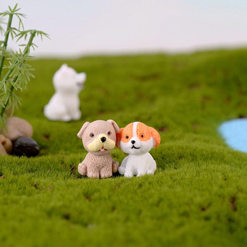 Home Decor Cute Mini Resin Puppy Statue Figurines Cake Decoration Animal Miniature Dog Ornament