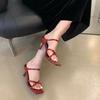 2025 весна и осень новые французский темперамент тонкий каблук крутые шлепанцы мода интернет-знаменитость квадратный носок высокий каблук сандалии женские