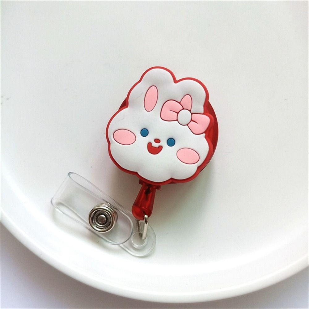 Bear Rabbit Retractable Badge Holder Cartoon Animals Easy Pull Buckle Doctor Students