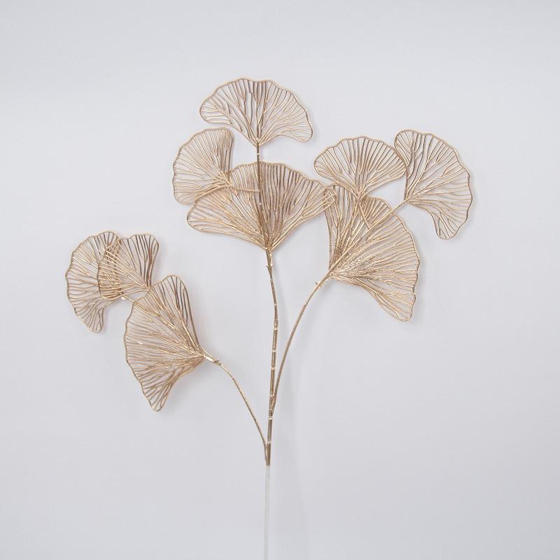 1Pcs Golden Decorative Flower Ginkgo Leaf Plastic Leaf Wood Festival Decoration