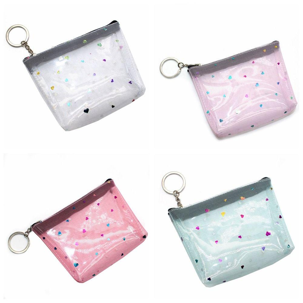 Zipper Transparent Coin Purse Candy Color Card Storage Bag Simple Small Wallet Lady
