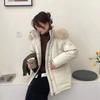 Cotton Padded Fur Parka New Big Fur Collar Down Winter Jacket Women Thick Warm Parkas Female Outerwear
