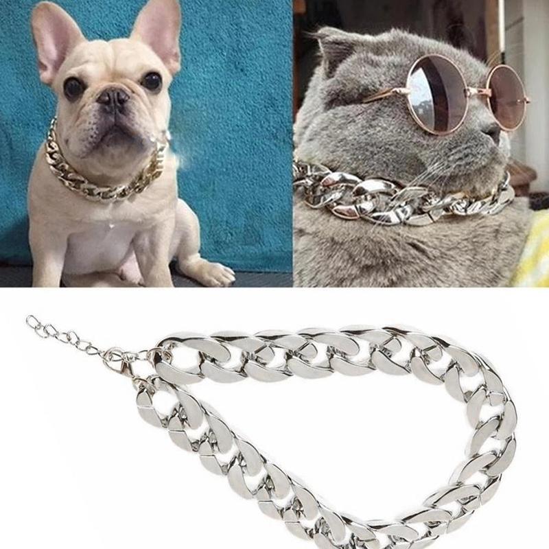 Pet Necklace Medium and Small Dog Collar Jewelry Dog Bully Gold Chain Pet Accessories
