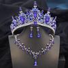 Королевские свадебные наборы украшений для женщин Розовая тиара Свадебное платье Корона С набором ожерелья и серег Аксессуары для костюма для вечеринки или дня рождения