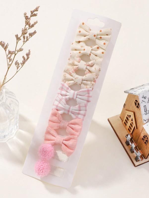 RAINBOW BOWS 10Pcs/set Handmade Fabric Printed Barrette Boutique Mini Bangs Bow Hair Clip Ins Daisy Hairgripes Spring Style