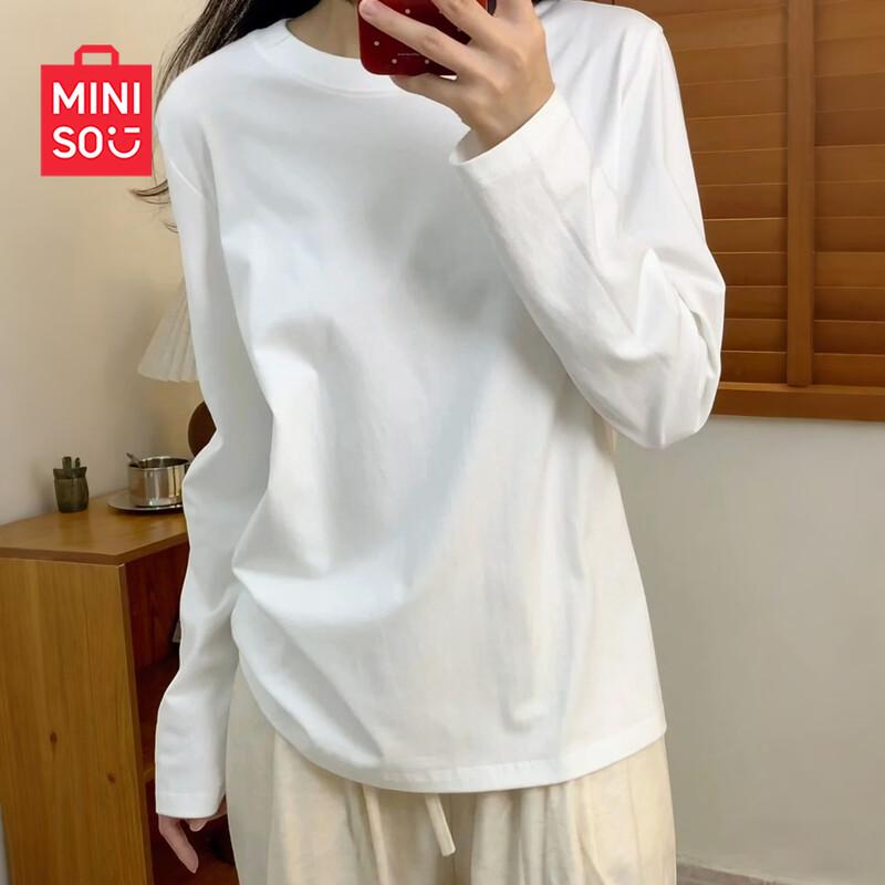 MINISO Женская хлопковая футболка с длинным рукавом, весна 2026
