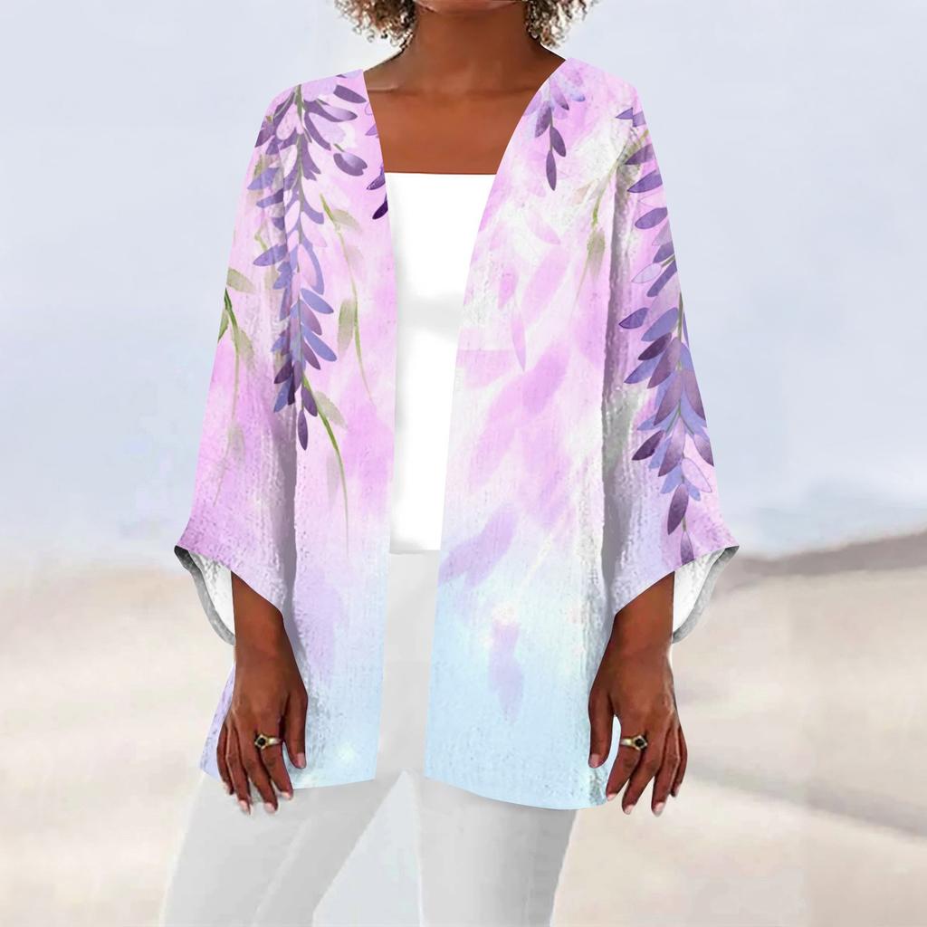 Женская повседневная модная легкая куртка средней длины с принтом в стиле ретро, ​​кардиган