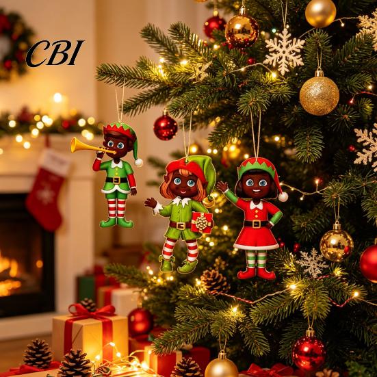 Poplar Wood Xmas Pendants Christmas Wooden Hanging Pendants, Santa Claus Ornaments with Holiday Decorations Lanyards for Tree Home Party Window