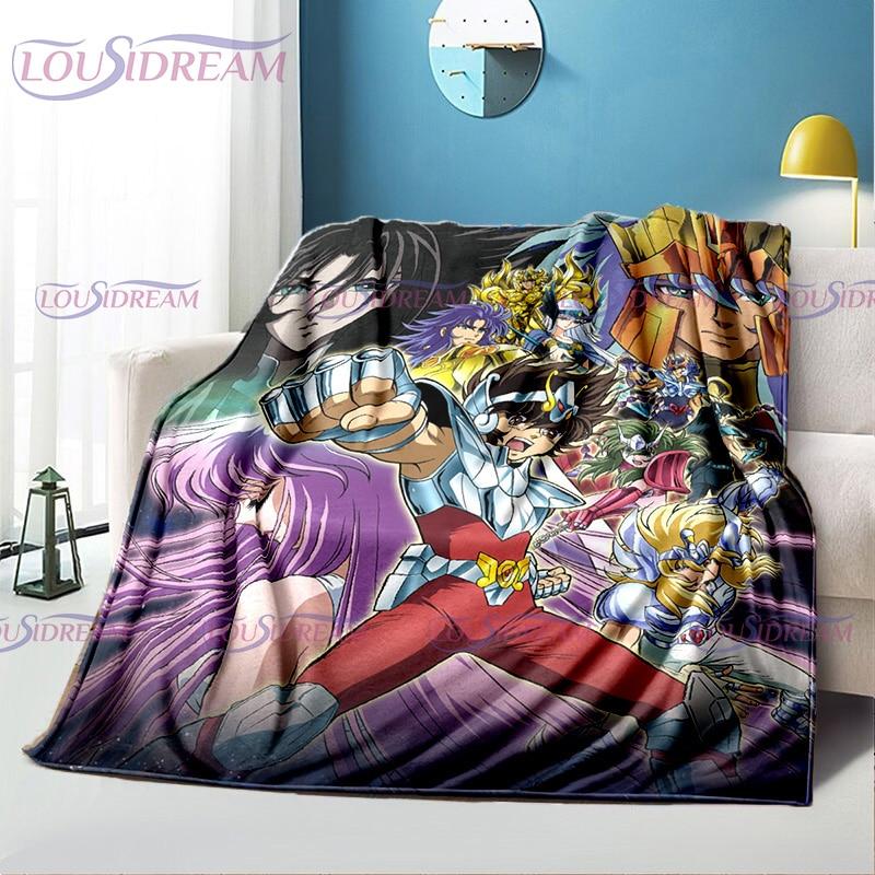 Одеяло с принтом аниме Saint Seiya, Мультяшное одеяло, мягкое и легкое фланелевое одеяло для дивана, детское постельное белье для гостиной